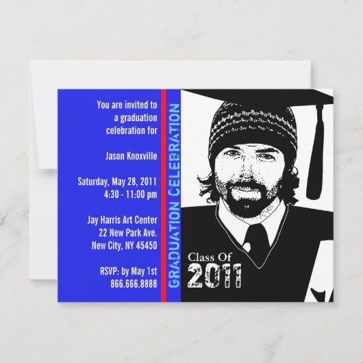 Invitation de la fête des diplômés Dessin amusant (Devant)