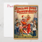 Invitation de la fête des enfants avec un clown Vi (Devant / Derrière)