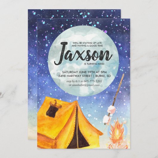 Invitation de la fête des garçons Sleepover (Devant / Derrière)