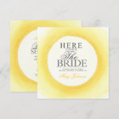 Invitation de la Fête des mariées d'aquarelle jaun (Devant / Derrière)