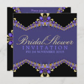 Invitation de la Fête des mariées décorative viole (Devant / Derrière)