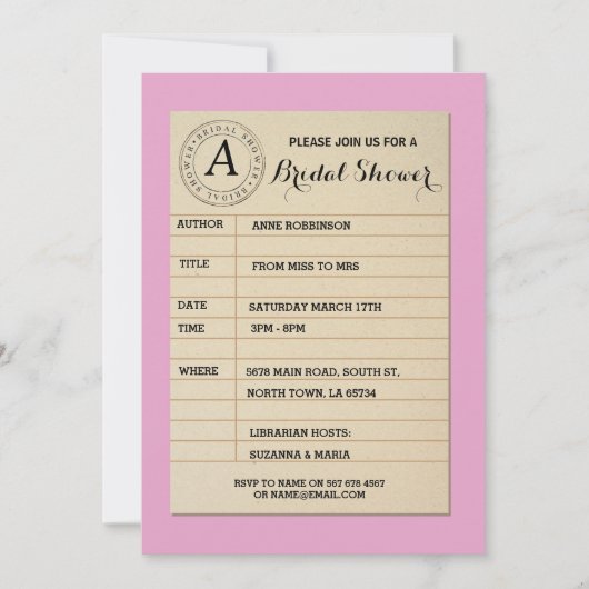 Invitation de la Fête des mariées du livre de bibl (Devant)