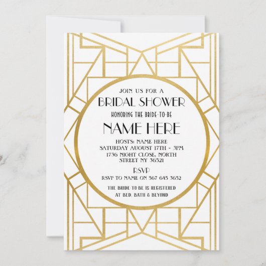 invitation de la Fête des mariées Gatsby Art déco (Devant)