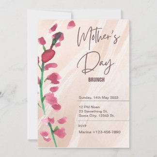 Invitation de la Fête des Mères Rose et Blanc Flor