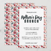 Invitation de la Fête des Mères Rouge Rose (Devant / Derrière)