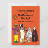 Invitation de la fête des monstres d'Halloween (Devant)