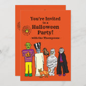 Invitation de la fête des monstres d'Halloween (Devant / Derrière)