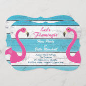 Invitation de la fête des poules de Flamant rose b (Devant / Derrière)