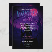 Invitation de la fête des sorcières d'Halloween (Devant / Derrière)