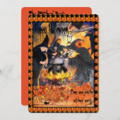 Invitation de la fête des sorcières d'Halloween (Devant / Derrière)