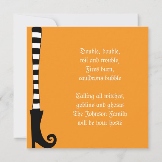 Invitation de la fête des sorcières d'Halloween (Devant)