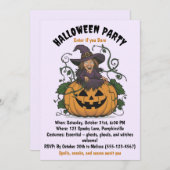 Invitation de la fête des sorcières d'Halloween (Devant / Derrière)