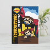 Invitation de la fête des Superhéros de Cute (Debout devant)