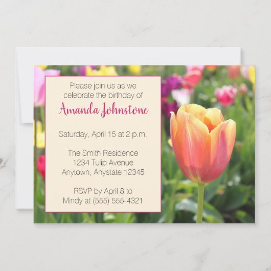 Invitation de la fête des Tulipes du printemps (Devant)