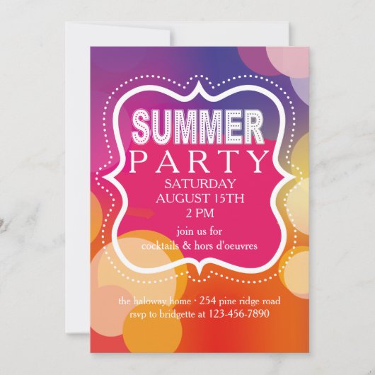 Invitation de la fête d'été (Devant)