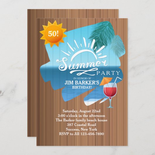 Invitation de la fête d'été (Devant / Derrière)