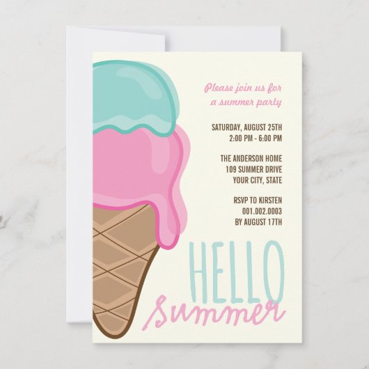 Invitation de la fête d'été de crème glacée de fra (Devant)