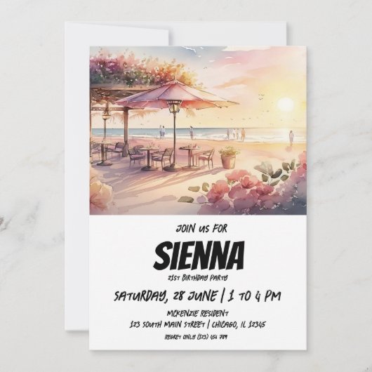 Invitation de la fête d'été de plage (Devant)