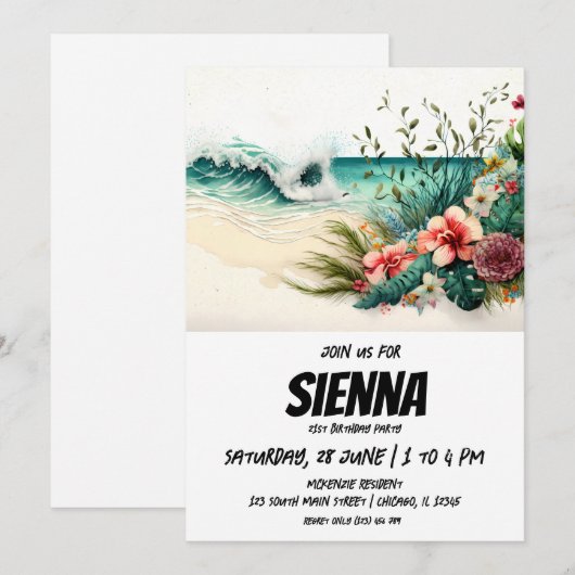 Invitation de la fête d'été de plage (Devant / Derrière)