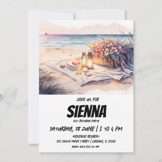 Invitation de la fête d'été de plage (Devant)