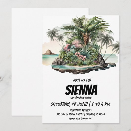 Invitation de la fête d'été de plage (Devant / Derrière)