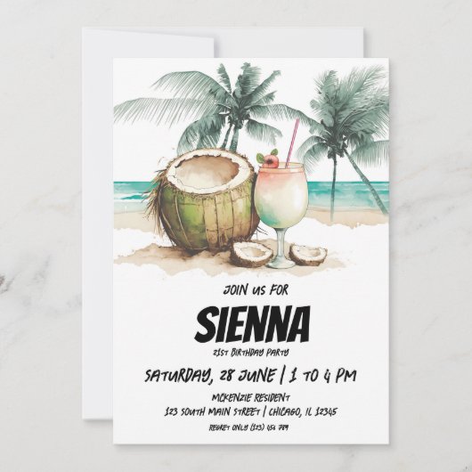 Invitation de la fête d'été de plage (Devant)