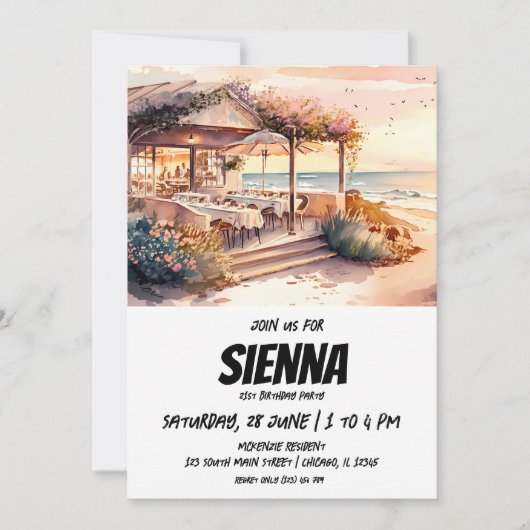 Invitation de la fête d'été de plage (Devant)