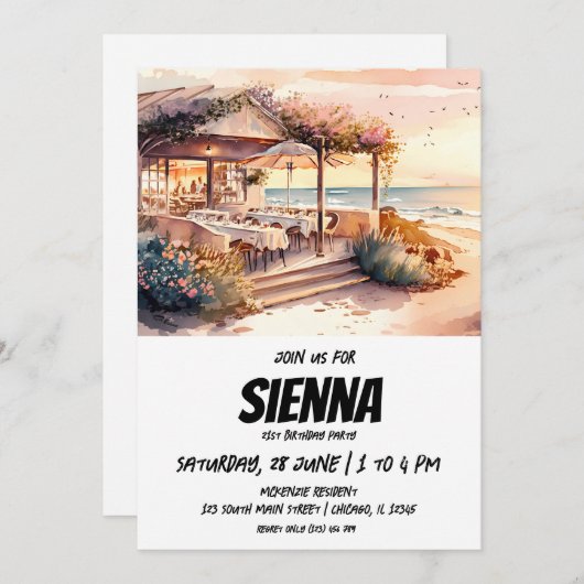 Invitation de la fête d'été de plage (Devant / Derrière)