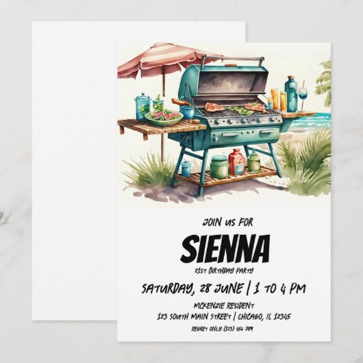 Invitation de la fête d'été de plage (Devant / Derrière)