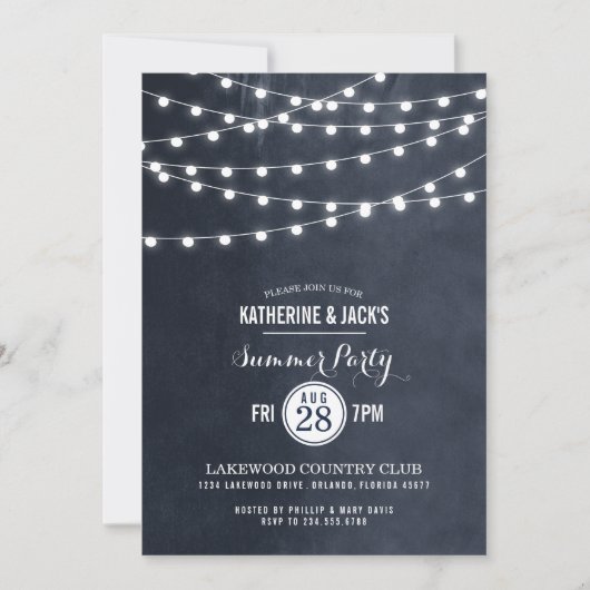 Invitation de la fête d'été Midnight Blue String L (Devant)