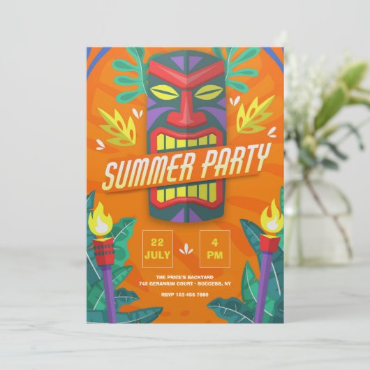 Invitation de la fête d'été Tiki (Debout devant)
