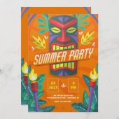 Invitation de la fête d'été Tiki (Devant / Derrière)
