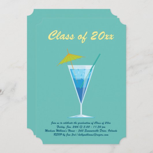 Invitation de la fête d'été - Turquoise (Devant / Derrière)