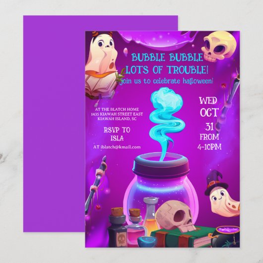 Invitation de la fête d'Halloween (Devant / Derrière)