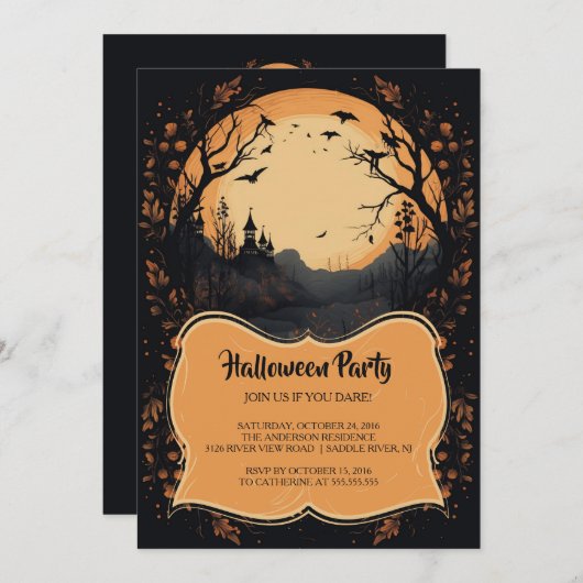 Invitation de la fête d'Halloween (Devant / Derrière)