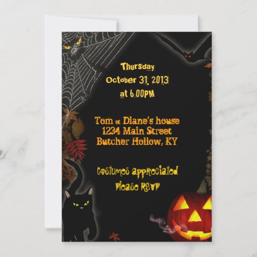 Invitation de la fête d'Halloween (Dos)
