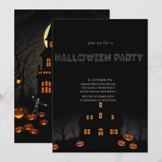 Invitation de la fête d'Halloween (Devant / Derrière)
