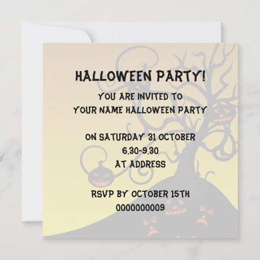 Invitation de la fête d'Halloween (Dos)