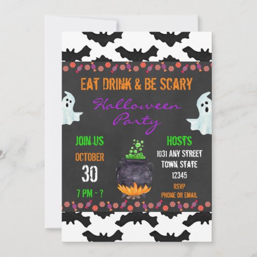 Invitation de la fête d'Halloween (Devant)