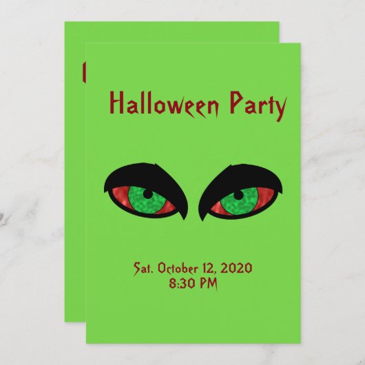 Invitation de la fête d'Halloween (Devant / Derrière)