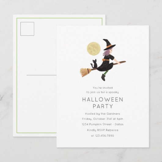 Invitation de la fête d'Halloween (Devant / Derrière)
