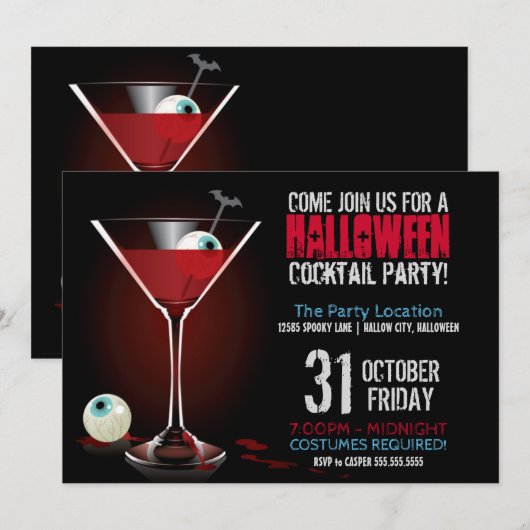 Invitation de la fête d'Halloween (Devant / Derrière)