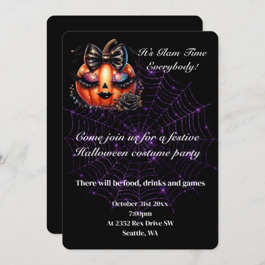 Invitation de la fête d'Halloween (Devant / Derrière)