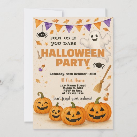 Invitation de la fête d'Halloween (Devant)