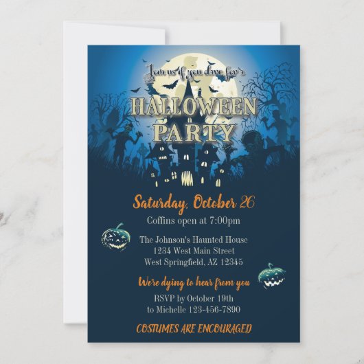 Invitation de la fête d'Halloween (Devant)