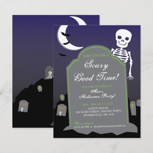 Invitation de la fête d'Halloween (Devant / Derrière)