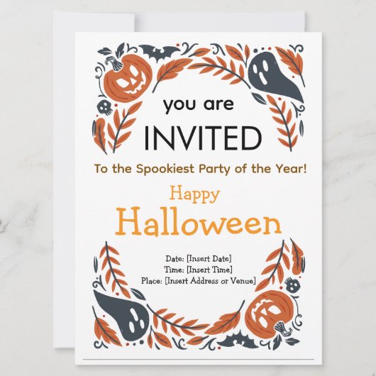 Invitation de la fête d'Halloween (Devant)