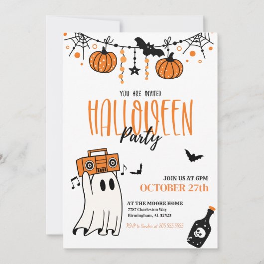 Invitation de la fête d'Halloween (Devant)