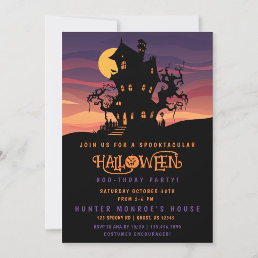 Invitation de la fête d'Halloween (Devant)