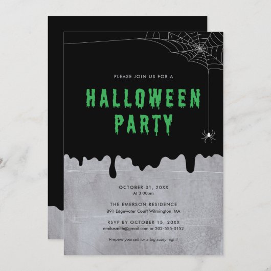 Invitation de la fête d'Halloween (Devant / Derrière)